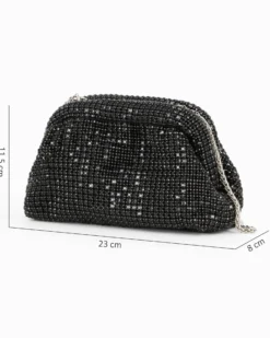 DIVAS - Pochette nera di strass