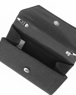DIVAS - Pochette nera in lurex con pennacchio frange