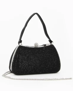 DIVAS - Pochette nera tutta strass con un manico