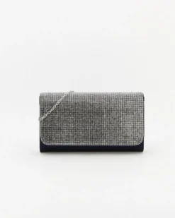 DIVAS - Pochette orizzontale blu con strass sulla patta