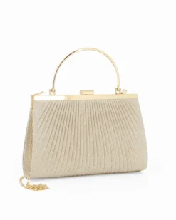 DIVAS - Pochette oro in lurex con chiusra a scatto, tracolla removibile