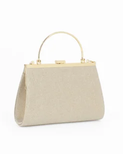 DIVAS - Pochette oro in lurex con chiusra a scatto, tracolla removibile