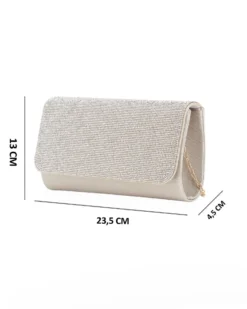 DIVAS -  Pochette rosa gold tutta strass con patta