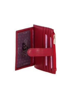 DIVAS - Portacarte rosso in VERA PELLE con ribaltina e tasca portascpicci