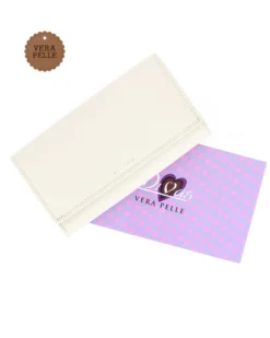 DIVAS - Portafoglio avorio da donna con patta in VERA PELLE