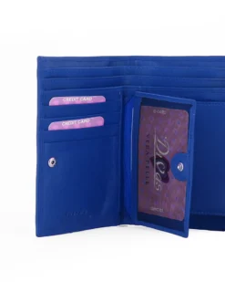 DIVAS - Portafoglio blu da donna con patta in VERA PELLE
