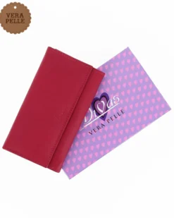 DIVAS- Portafoglio rosso da donna con patta in VERA PELLE