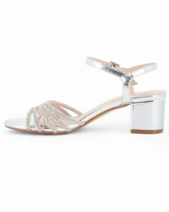 DIVAS - Sandalo gioiello argento con cinturini in strass, tacco 8,5CM