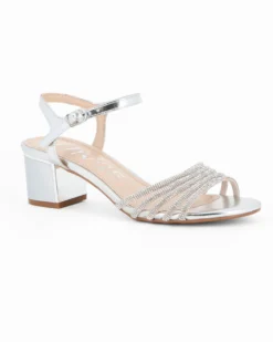 DIVAS - Sandalo gioiello argento con cinturini in strass, tacco 8,5CM
