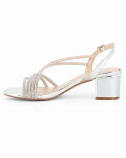 DIVAS - Sandalo gioiello argento con cinturini in strass, tacco 5CM