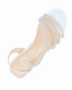 DIVAS - Sandalo gioiello argento con cinturini in strass, tacco 5CM