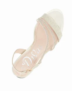 DIVAS - Sandalo gioiello platino con cinturini in strass, tacco 8,5CM