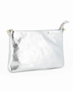 DIVAS - TRACOLLA ARGENTO IN VERA PELLE CON DETTAGLIO CATENA, MADE IN ITALY