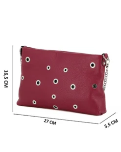 DIVAS - Tracolla rubino in VERA PELLE con occhielli