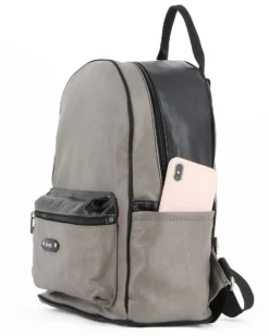 DIVAS - Zaino grigio in VERA PELLE con tasca frontale, MADE IN ITALY