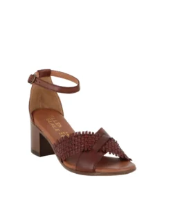 ELLEN BLAKE - Sandalo rovere in VERA PELLE con fasce incrociate, tacco 5,5CM
