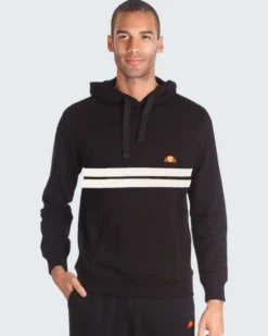 ELLESSE - FELPA CON CAPPUCCIO HD RIMINI NERA CON DETTAGLI BIANCHI DA UOMO, EHM253W25_050