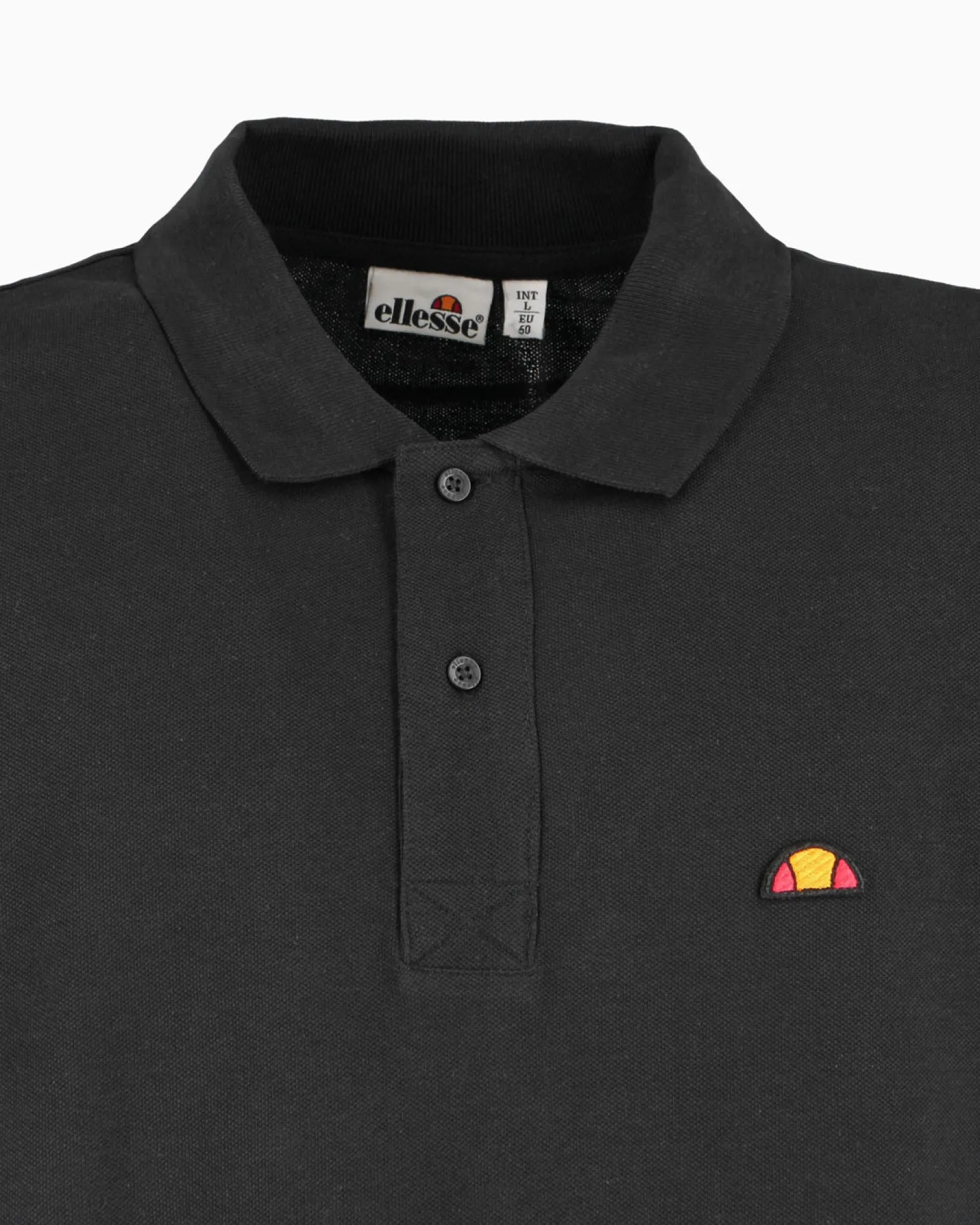 ELLESSE - POLO UOMO MANUCA LUNGA IN PIQUET NERA PATCH LOGO - EHM211W25-050