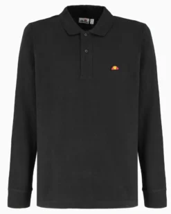 ELLESSE - POLO UOMO MANUCA LUNGA IN PIQUET NERA PATCH LOGO - EHM211W25-050