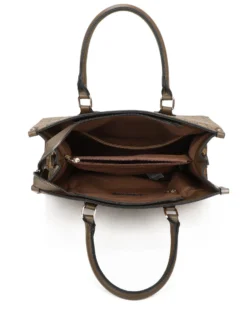 ENRICO COVERI - Borsa due manici rossa scamosciata con tasca posteriore, tracolla removibile