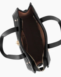 ENRICO COVERI - Borsa due manici nera scamosciata con tasca posteriore, tracolla removibile