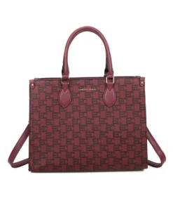ENRICO COVERI - Borsa due manici loggata bordeaux con tracolla removibile