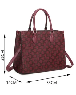 ENRICO COVERI - Borsa due manici loggata bordeaux con tracolla removibile