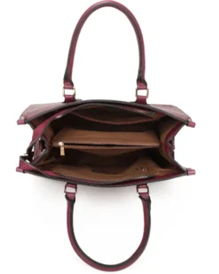 ENRICO COVERI - Borsa due manici loggata bordeaux con tracolla removibile