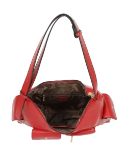 ENRICO COVERI - Borsa mezzaluna rossa con cinque tasche esterne