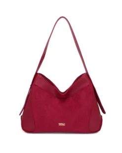 ENRICO COVERI - Borsa sacca rossa scamosciata con tasca frontale