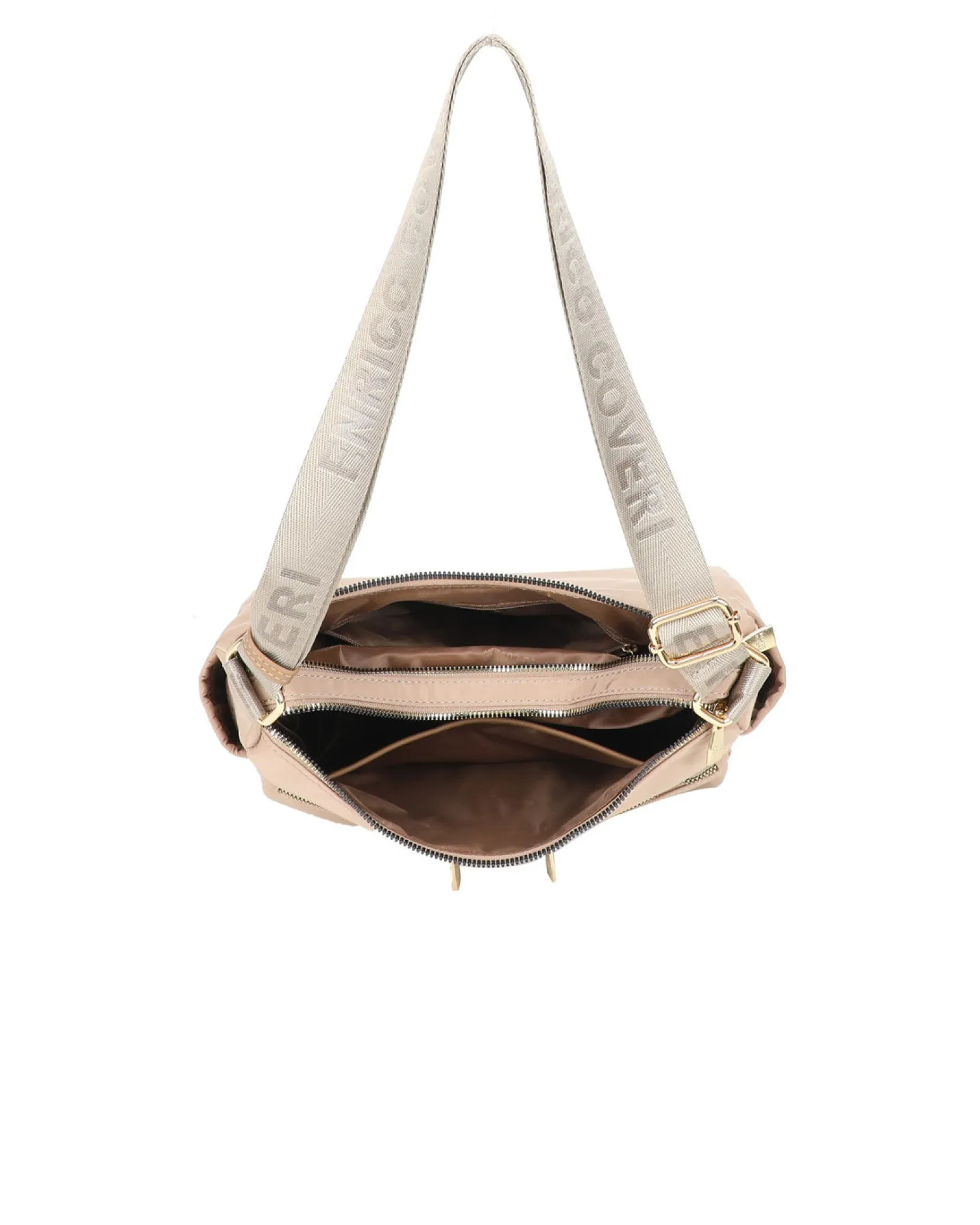 ENRICO COVERI - Borsa taupe multitasche con manico regolabile