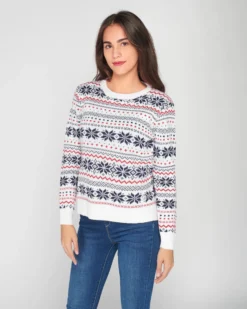 ENRICO COVERI - Maglione natalizio da donna bianco fantasia norvegia