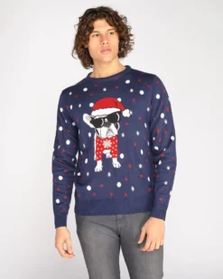 ENRICO COVERI - Maglione natalizio da uomo blu