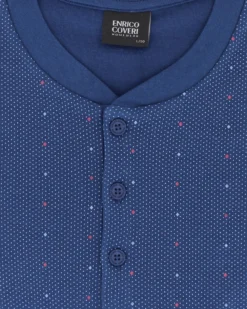 ENRICO COVERI - PIGIAMA MANICA LUNGA COBALTO IN COTONE INTERLOCK