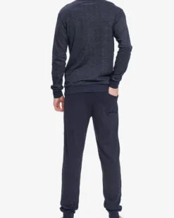 ENRICO COVERI - PIGIAMA MANICA LUNGA BLU IN COTONE INTERLOCK