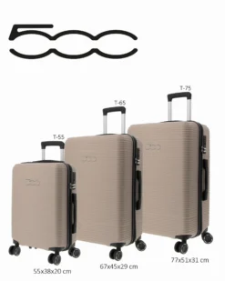 FIAT 500 - TROLLEY CHAMPAGNE IN ABS 4 RUOTE CON COMBINAZIONE TSA