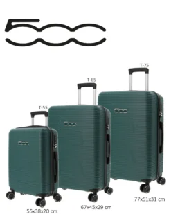 FIAT 500 - TROLLEY VERDONE IN ABS 4 RUOTE CON COMBINAZIONE TSA