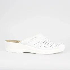 FLY FLOT - Ciabatta sanitaria da donna bianco in VERA PELLE, MADE IN ITALY