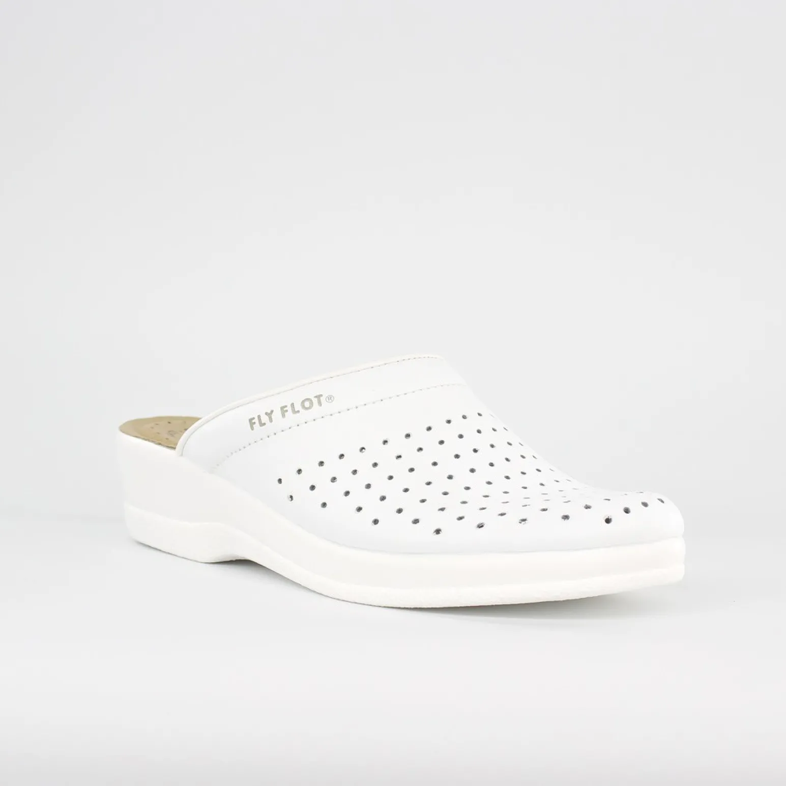 FLY FLOT - Ciabatta sanitaria da donna bianco in VERA PELLE, MADE IN ITALY