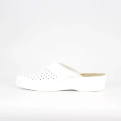 FLY FLOT - Ciabatta sanitaria da donna bianco in VERA PELLE, MADE IN ITALY