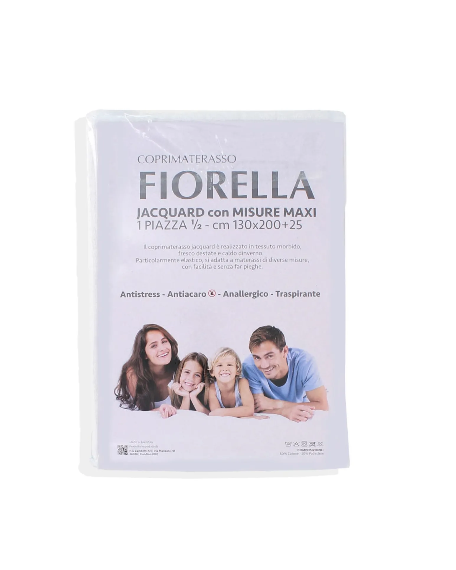 FZ - Coprimaterasso UNA PIAZZA E MEZZA modello FIORELLA, 130x200+25CM