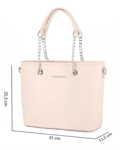 GIANMARCO VENTURI - Borsa shopping latte con tasca posteriore e tracolla removibile