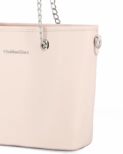 GIANMARCO VENTURI - Borsa shopping latte con tasca posteriore e tracolla removibile