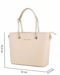 GIANMARCO VENTURI - Borsa shopping oro con tasca posteriore e tracolla removibile