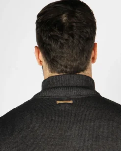 GIANMARCO VENTURI - Maglione mezza zip antracite da uomo