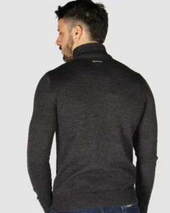 GIANMARCO VENTURI - Maglione mezza zip antracite da uomo
