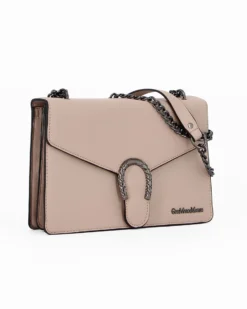 GIANMARCO VENTURI - Tracolla beige doppio scomparto con accessorio sulla patta
