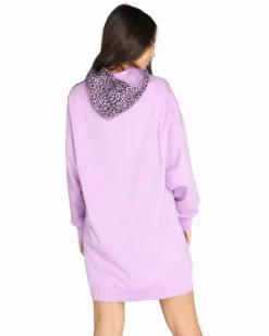 GIVOVA - Vestitino da donna lilla con cappuccio maculato
