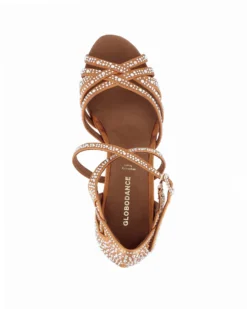 GLOBODANCE - Scarpa da ballo nude in raso con sottopiede in memory foam e strass, tacco 6CM