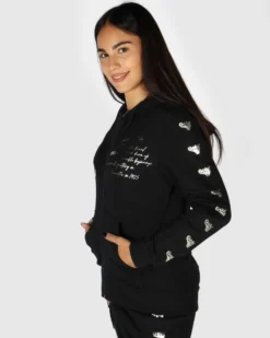 GOLA - FELPA CON CAPPUCCIO FULL ZIP NERA DA DONNA